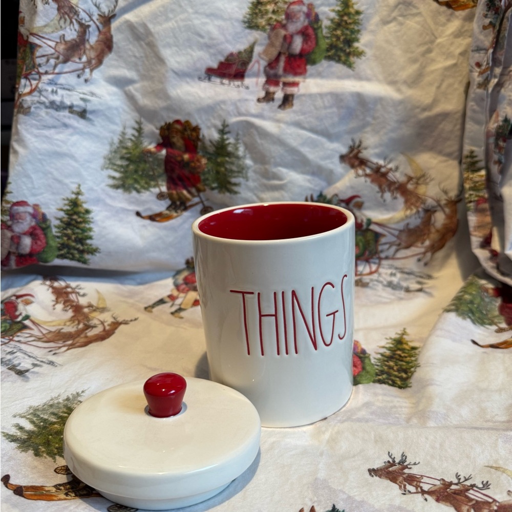 Rae Dunn Red and White Things Jar